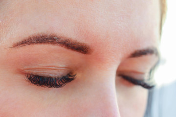 Healing of permanent eyebrow makeup. Skin regeneration.