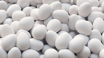 White easter eggs and gifts, 3d rendering