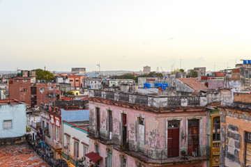 View from Havana (Cuba) on the roof of house at sunset