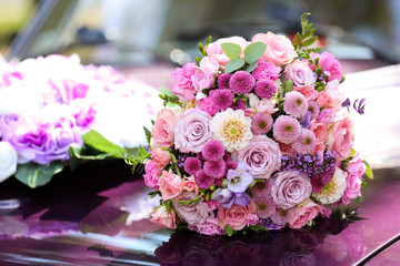 Different wedding decoration with flowers.