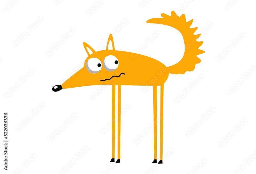 Sticker illustration of funny cartoon fox