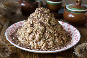 Cake without baking cookies with milk cream