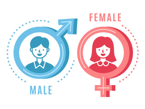 Male and female. Boy and girl couple silhouette gender profile vector abstract relationships concept. Couple profile silhouette, gender sexual relationship illustration