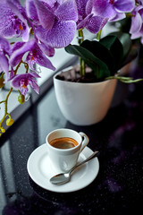 cup of coffee on the table