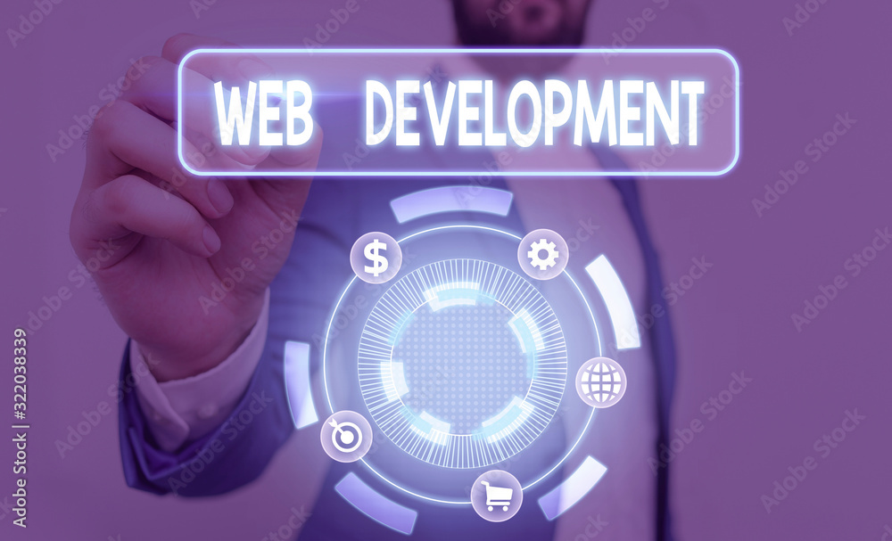 Poster text sign showing web development. business photo text dealing with developing websites for hosting 