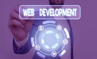 Text sign showing Web Development. Business photo text dealing with developing websites for hosting via intranet