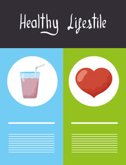 healthy lifestyle lettering with icons