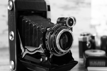 Lens of an old film rangefinder camera