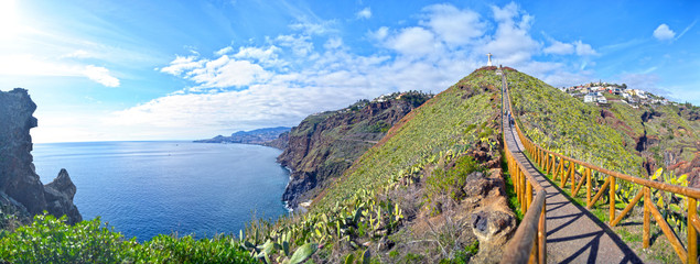 Panorama with a view in Madeira Garajau - obrazy, fototapety, plakaty