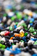 Close Up Of  Shredded Recycled Plastic Background Environmental Concept