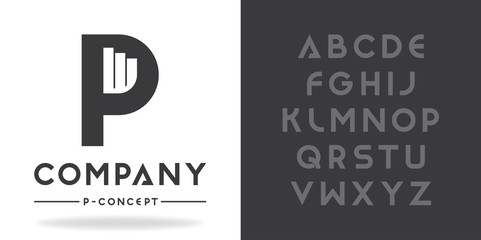 Real Estate, Business logo template. Font character design with font family.