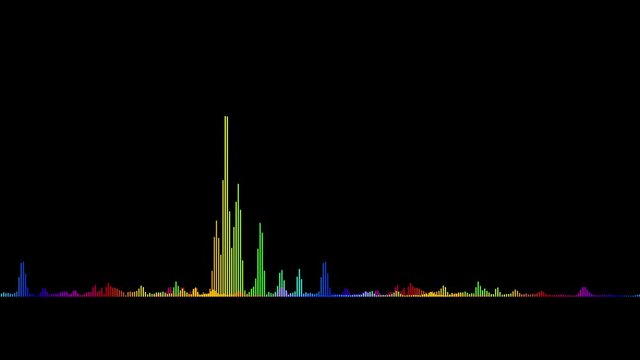 Colorful audio spectrum waveform. Animated graphic sound equalizer. Audio beat react color visualisation effect, sound waves.