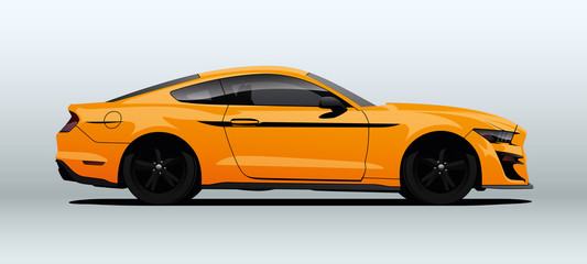 Fototapeta na wymiar Modern muscle car in vector. Illustration from side view.