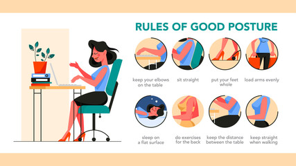 How to get a good posture infographic. Correct pose