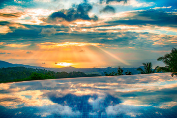 Amazing sunset in paradise park farm, Koh Samui, Thailand