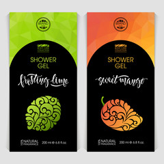 Vector set of templates packaging shower gel
