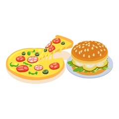 Various fastfood icon. Isometric illustration of various fastfood vector icon for web