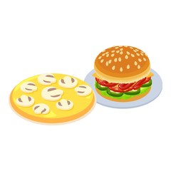 Tasty food icon. Isometric illustration of tasty food vector icon for web