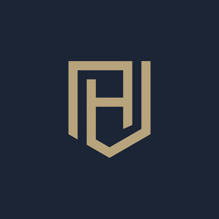 Letter H Shield logo design. Shield Line geometry for company Security logo. Logo Icon Template for Web and Business Card. - vector