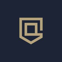 Letter Q Shield logo design. Shield Line geometry for company Security logo. Logo Icon Template for Web and Business Card. - vector