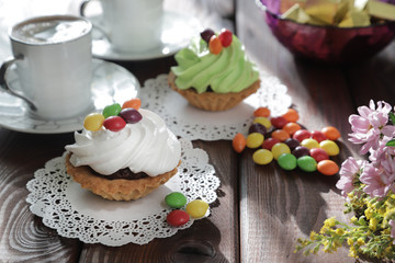 cake with cream and berries