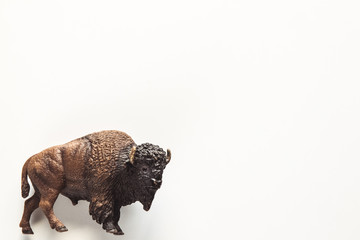 toy bison. animal of plastic material isolated on white background