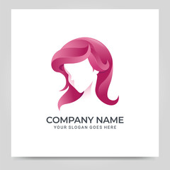 Beauty woman face logo symbol. Modern vector illustration