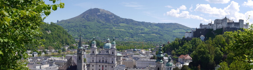 Panoramic view of the central part of the city of Salzburg, Austria