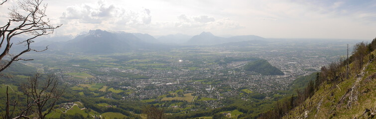Panoramic view of the city of Salzburg from a height