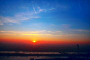 Fototapeta premium cityscape view on Vienna city at sunset