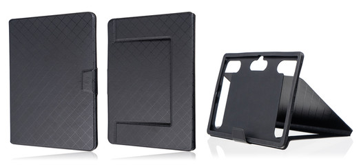 black case for tablet, on isolated white background