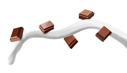 chocolate piece milk splash flow