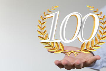100 Anniversary 3d numbers. Poster template for Celebrating 100 anniversary event party.