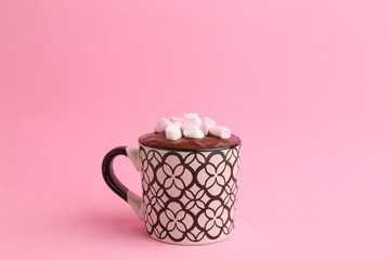 cup of delicious homemade chocolate with marshmallows