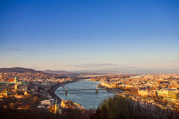 Fototapeta na wymiar Panoramic view of beautiful Budashet city, top view. Travel to Budapest