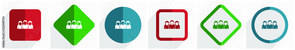 Poster People icon set, flat design vector illustration in 6 options for webdesign and mobile applications in eps 10