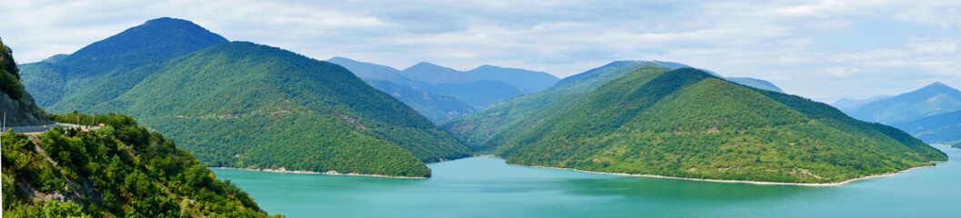 Georgia, Caucasus: Enguri Dam - Panorama