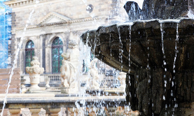 Part of  fountain Bath of nymphs, Nymphenbad. Zwinger palace complex, Dresden, Germany