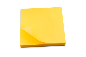  Yellow Note paper on a white background,with clipping path