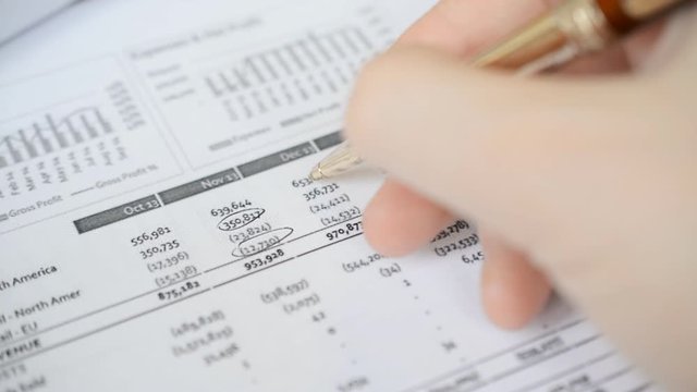 Businessman Woman working on financial reports
