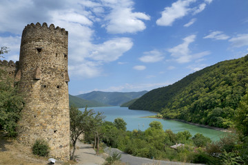 Fototapeta premium Georgia, Caucasus: Ananuri castle and Enguri dam