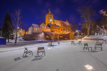 Urban lighting of the squares and the historic cathedral in the city of Olsztyn - Poland