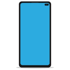 Smartphone or mobile phone frameless with a blue screen flat icon for design mockup user interface or mobile responsive design of web site.