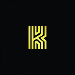 Outstanding professional elegant trendy awesome artistic black and gold color K KK KKK initial based Alphabet icon logo.