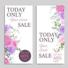 Valentine's day special offer banner with flower frame