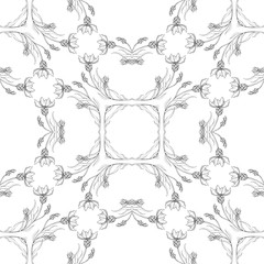 Vector seamless pattern of knapweed flowers for wedding invitation or vintage abstract background. Engraving imitation