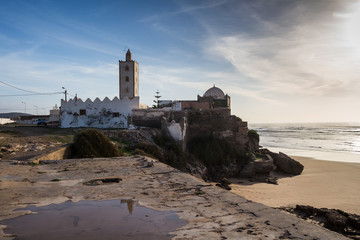 Mosque and Atlantic ocean beach