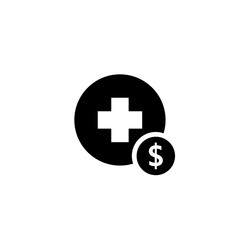 Fototapeta premium Medical cost silhouette icon. Clipart image isolated on white background