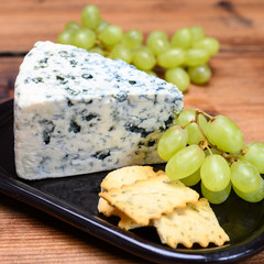 Cheese collection, strong Danish blue cheese Danablu with blue mould.