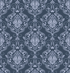 Damask seamless emboss pattern background. Vector classical luxury old damask ornament, royal victorian seamless texture for wallpapers, textile, wrapping. Vintage exquisite floral baroque template.